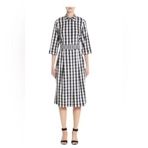 Lafayette 148 New York Eleni Belmont Check Midi Dress